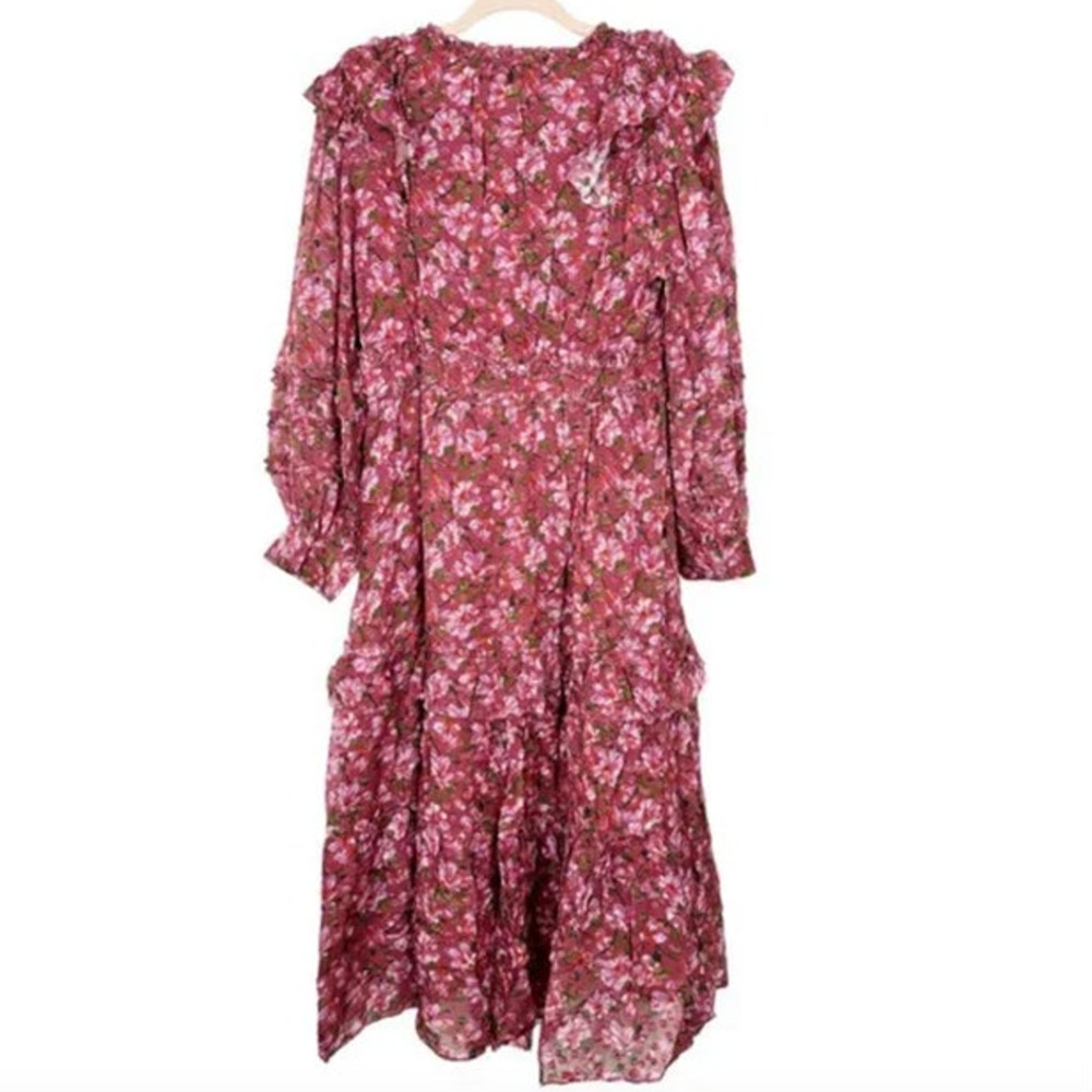 SACHIN + BABI Dress Size 6 Midi Red Floral NEW Ronnie Dress Bloom Long Sleeve - Picture 7 of 8